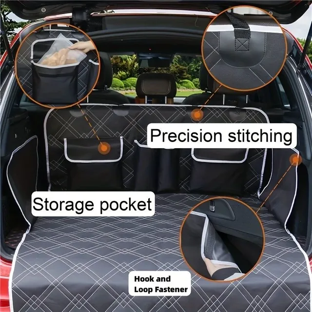 Nepromokavá podložka do kufru auta z prošívané bavlny v kostkovaném vzoru, protiskluzová, vhodná i pro psy