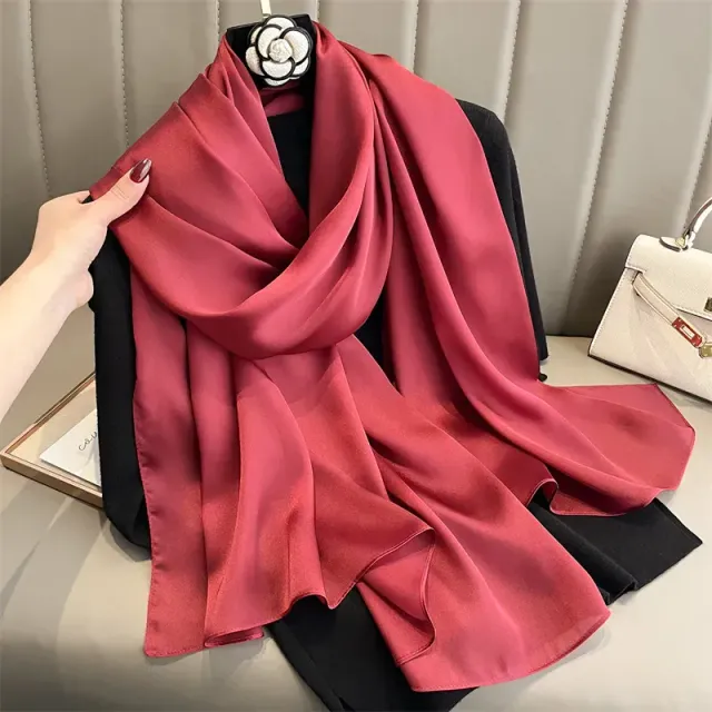 Fashionable satin scarf with a size of 90x180 cm for women