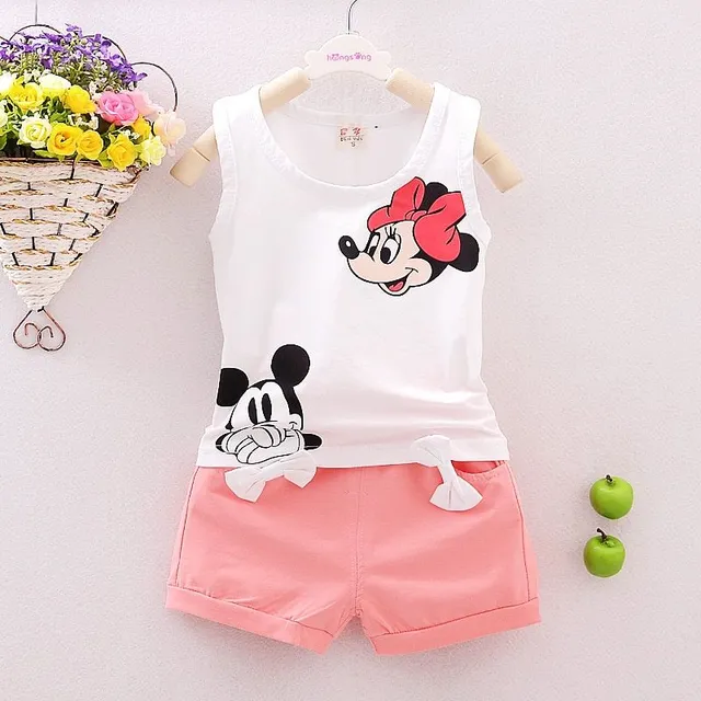 Girls cute summer set with a print of a popular animated couple - tank top + shorts