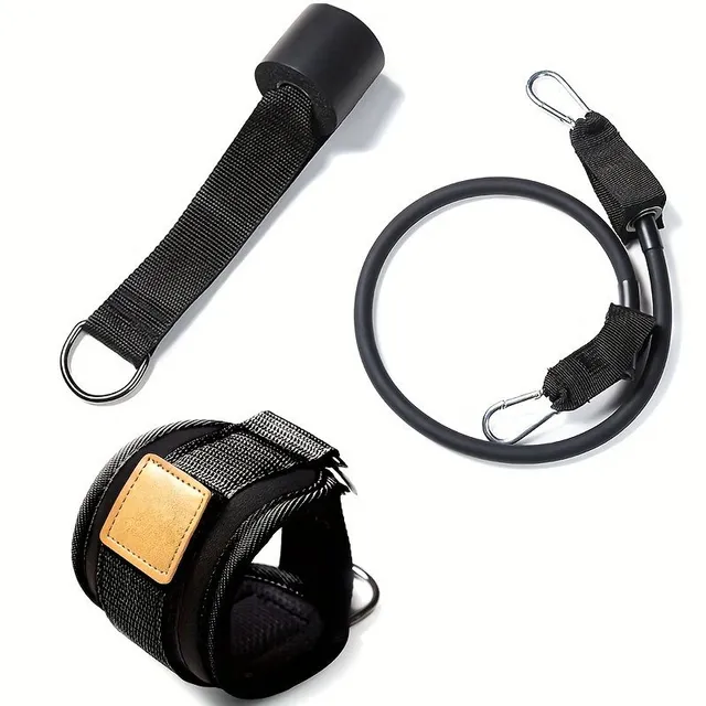 Set of workout rubber with ankle straps and handle to the door, elastic resistance belt