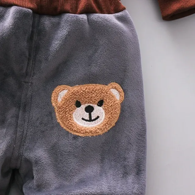 3-piece Fleece set with bear for boys - hoodie, vest and sweatpants