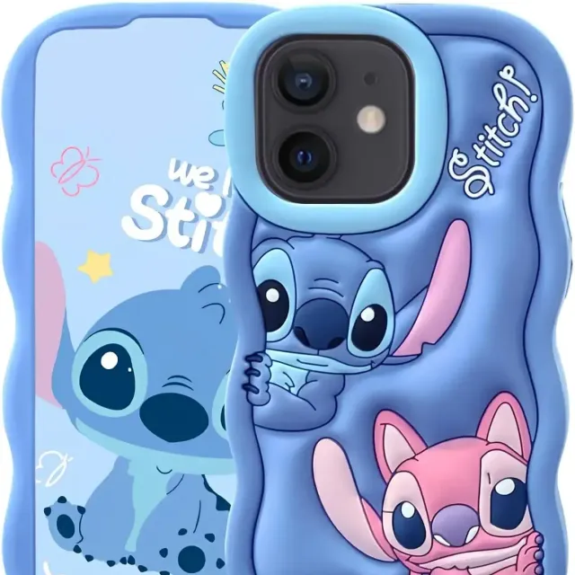 Silicone padded soft case for iPhone in the motifs of the characters from the Stitch & Angel fairy tales