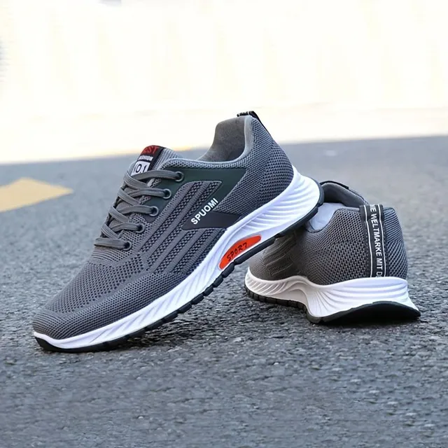 Men's running shoes - monochrome, breathable, comfortable, slippery, durable - outdoor activities