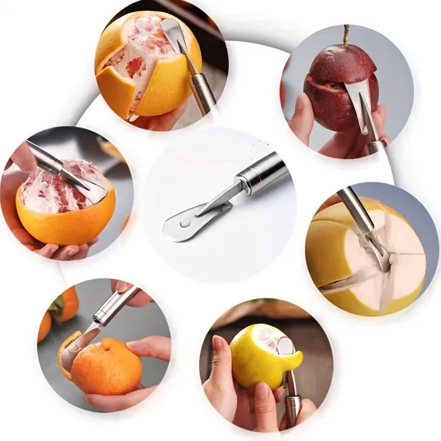 Stainless steel juicer and sharpener of oranges and grapefruits, small tool for cleaning fruit