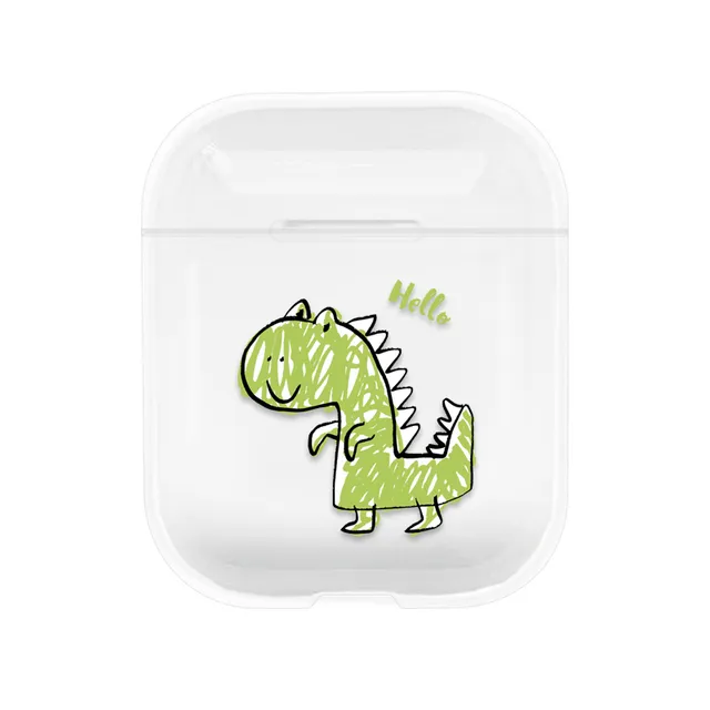 Plastic protective case for AirPods headphones with print dinosaur and other