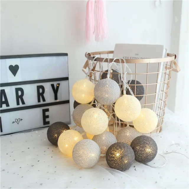 Cotton fibre LED ball chain light