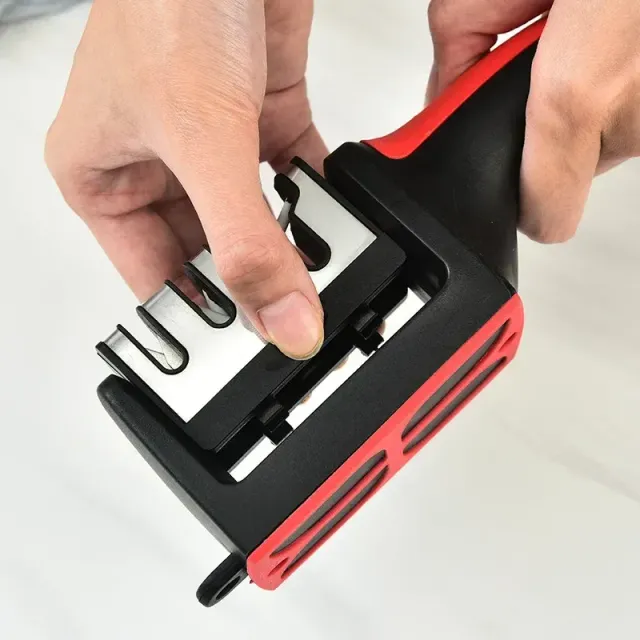 Strojovač nožov so 4 segmentmi pre dom - multifunkčný, manuálny, štvorúčelový, čierny