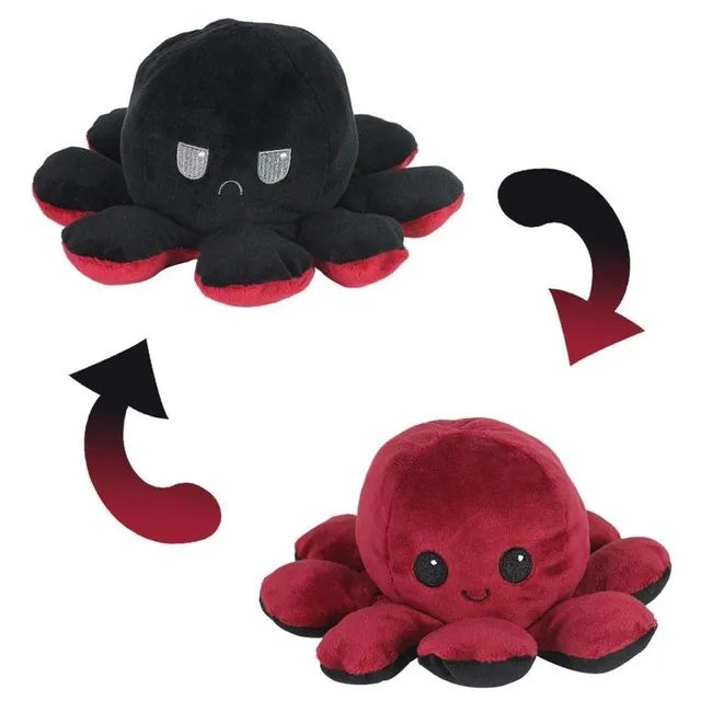 Reversible plush octopus with changing expression