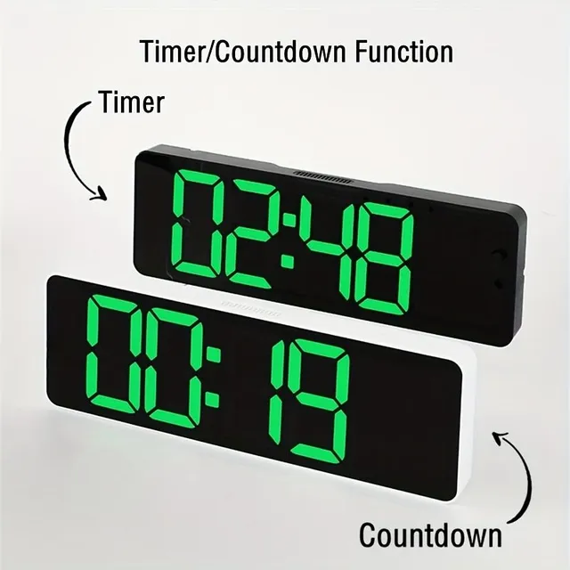 Modern Wall clock with remote control, large digital display, temperature and data display - for stylish home