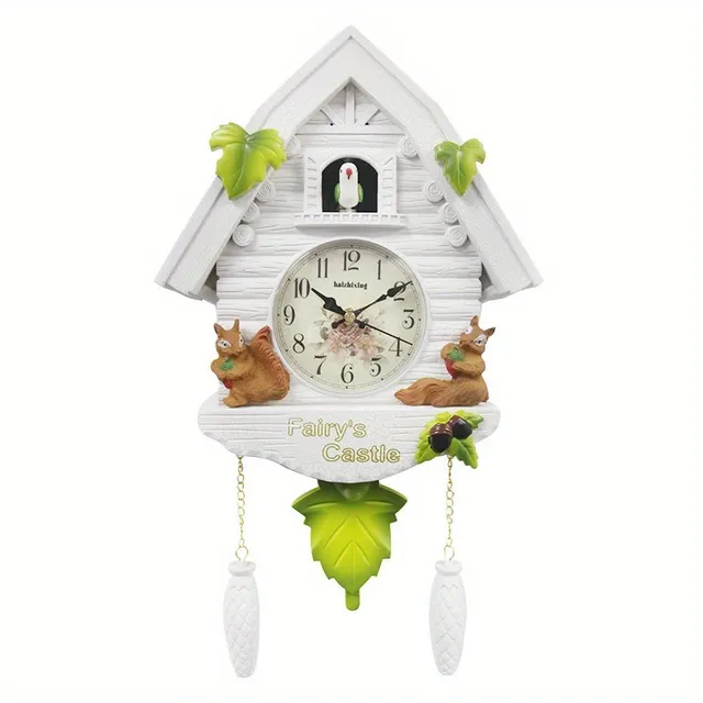 Nordic cuckoo clock with birdhouse - Daily and hourly alarm, pendulum wall clock for household, office and living room decoration