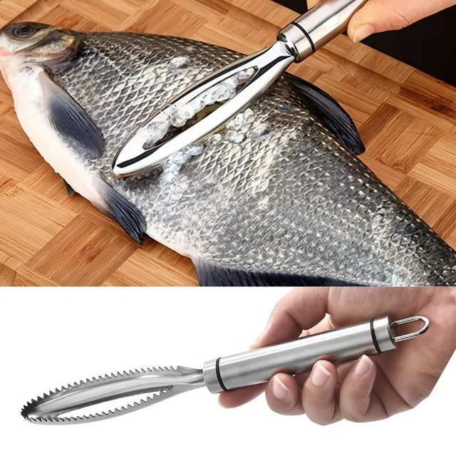 Remove fish scales effortlessly with this fish scraper and skin brush - Perfect for cleaning and preparing fish for cooking.