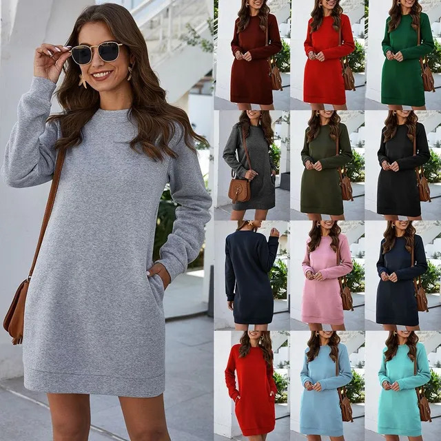 Beautiful ladies autumn dress with long sleeves