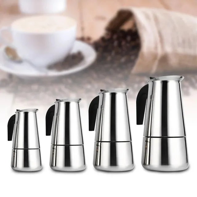 Cafetieră din oțel inoxidabil pentru cafea moka, espresso, latté - Percolator pentru aragaz - 1 buc