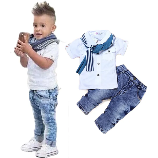 Boy cool set Berry - jeans, T-shirt, scarf