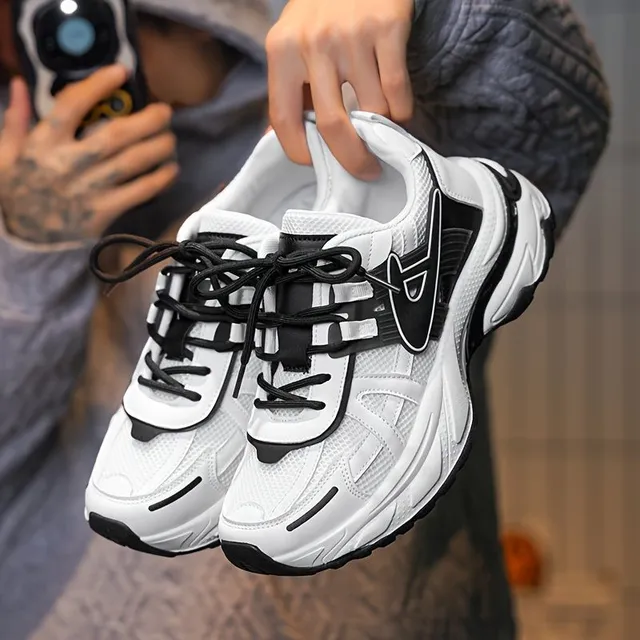 Light breathable sneakers with lace, men's slip-off run