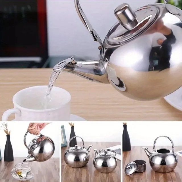 Stainless steel tea kettle with infusion machine - modern reflective coffee kettle