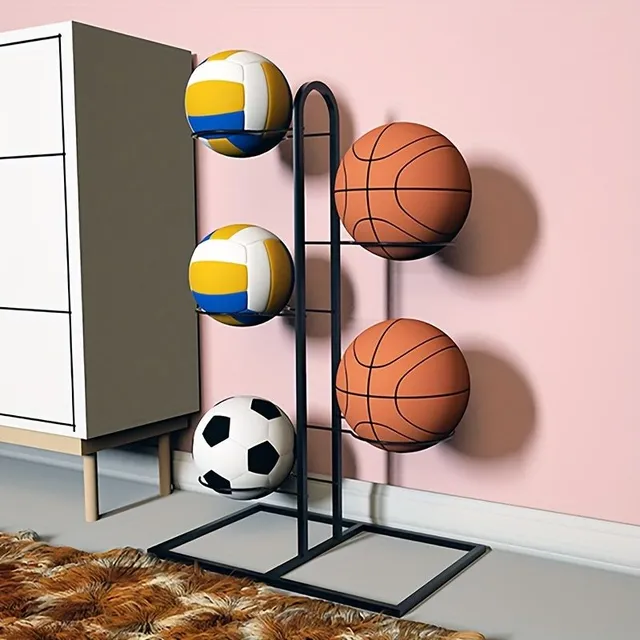 Suport de bile din oțel - Pentru baschet, fotbal și volei - Design elegant și practic