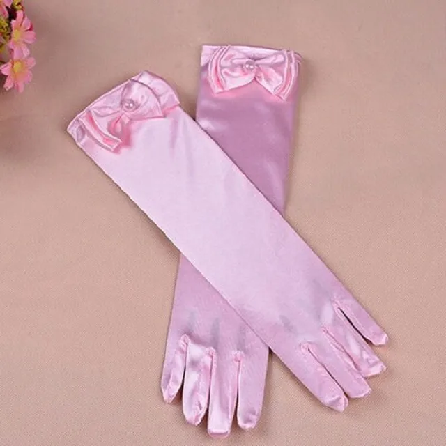 Children's satin gloves long