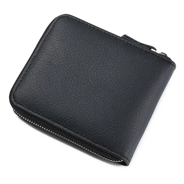 Zipper man's leather wallet