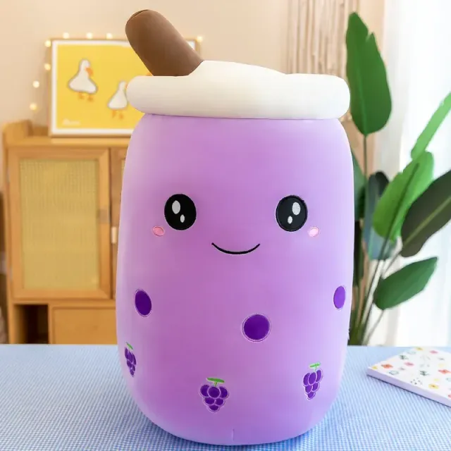 Teddy pillow shaped cup with bubble tea with milk - cute gift for children