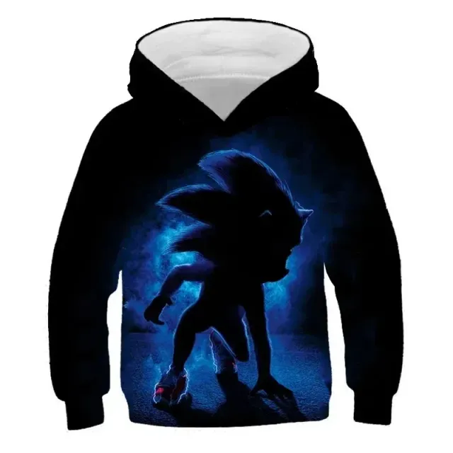 Children's unisex sweatshirt with hood and motifs 3D printing hedgehog Sonic