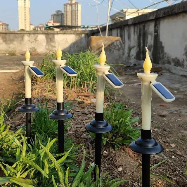 Halloweenská solární svíčka s držákem - vodotěsná LED solární lampa pro venkovní zahradu