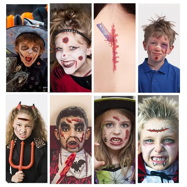 Tatouage temporaire waterproof d'Halloween - blessures sanglantes