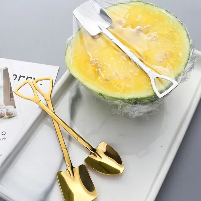 4/8pcs Spoon for coffee and ice cream made of stainless steel in the shape of a shovel