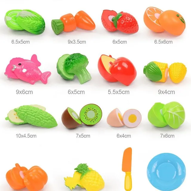 Plastic fruit and vegetables for children - up to 37 pcs