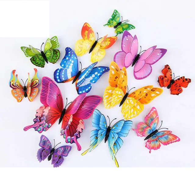Dekoratív színes pillangók készlete - 12 db