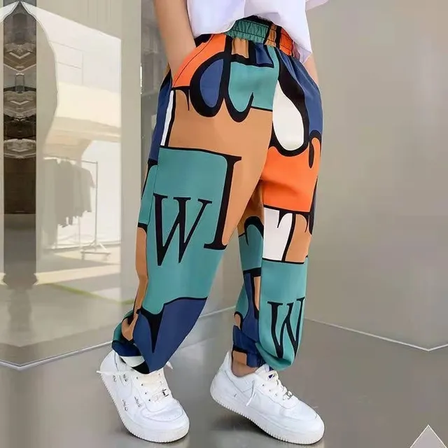 Pantaloni de trening casual pentru copii cu motiv Graffiti