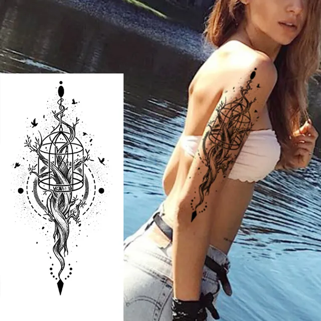 Women's waterproof fake tattoo on upper arm