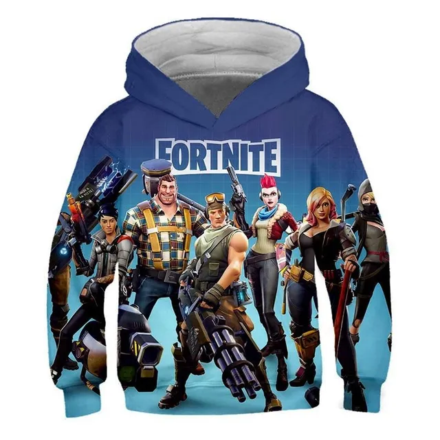 Beautiful hoodie with 3D print of the computer game Fortnite UZO