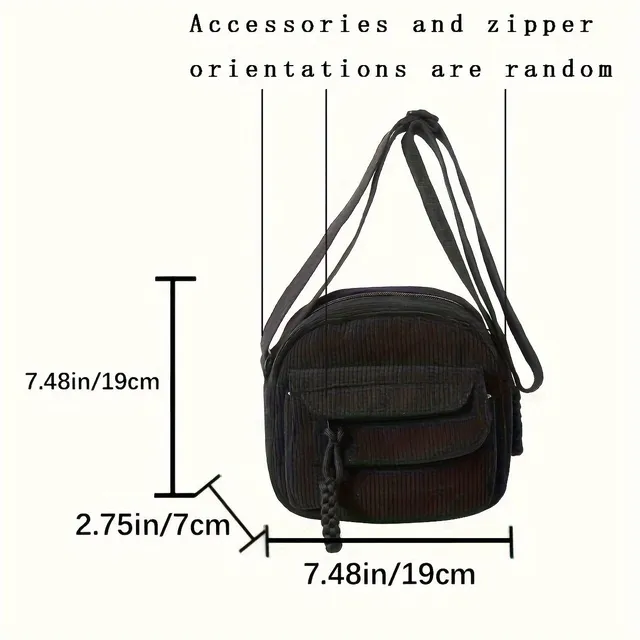 Cestovní peněženka z tkaniny s nastavitelným popruhem, zipsem, snadným čištěním, podšívkou z kordového polyesteru, crossbody styl