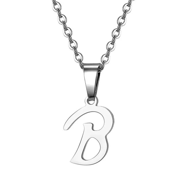 Necklace with letter of steel - Pendant with letter of stainless steel