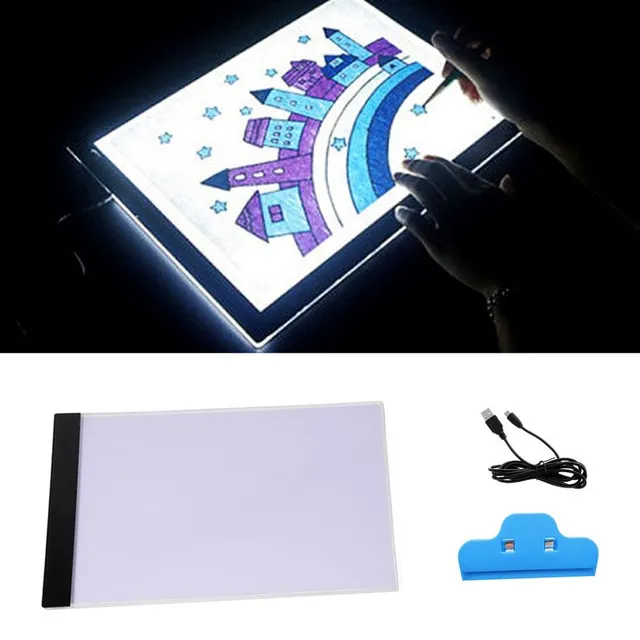 Illuminated LED drawing mat with clip