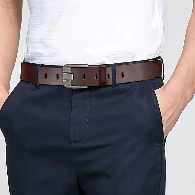 Belt made of genuine beef leather with needle and retro casual design for men