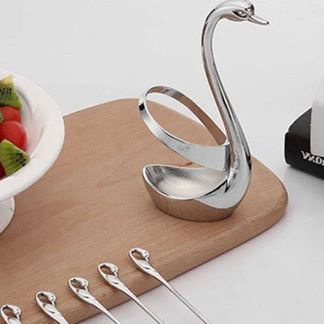 Swan-shaped cutlery holder