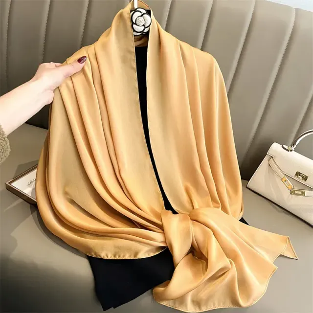 Fashionable satin scarf with a size of 90x180 cm for women