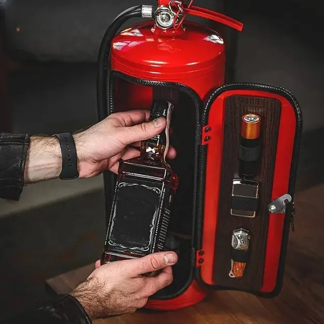 Stylish minibar in the shape of a fire extinguisher