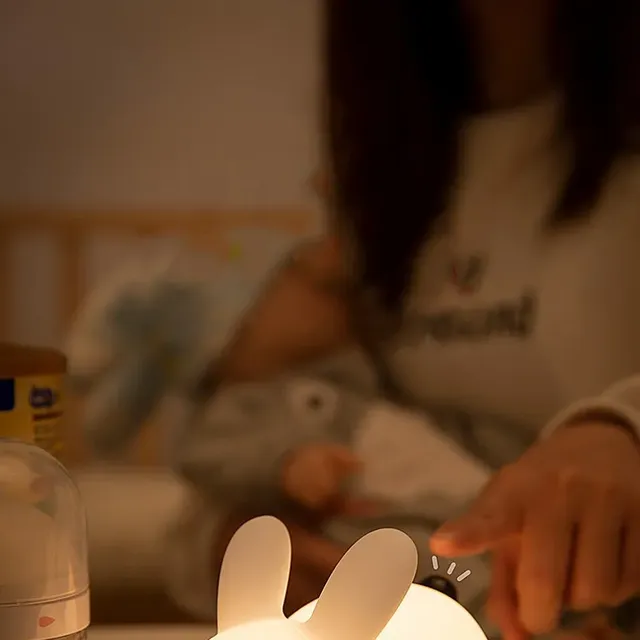 Lampă de noapte LED pentru copii, iepuraș cu control la distanță, lumină RGB reglabilă, lampă de silicon reîncărcabilă