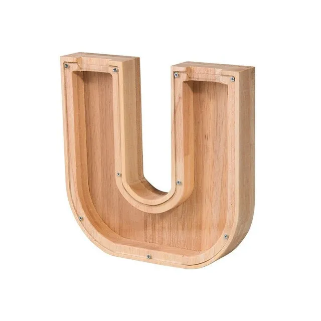 Luxury wooden letter-shaped cash box with glass front