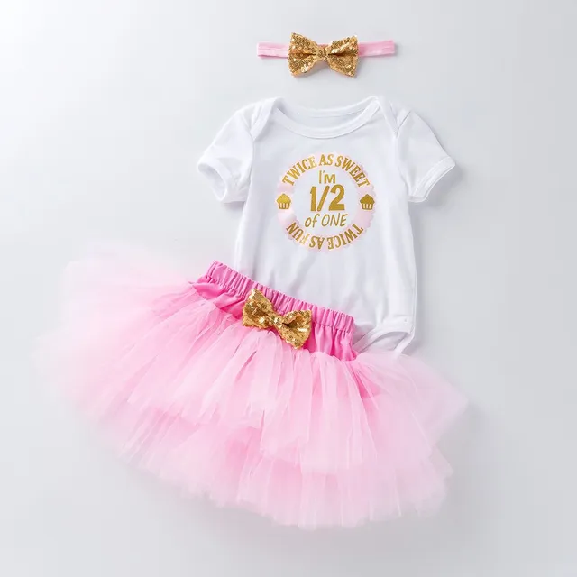 Robe d'anniversaire pour fille avec jupe tutu et serre-tête