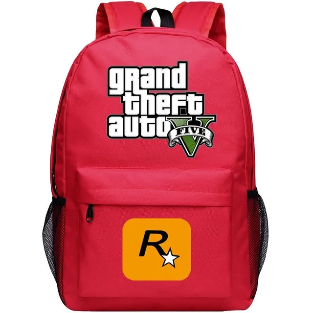 Grand Theft Auto 5 canvas backpack for teenagers Red 2