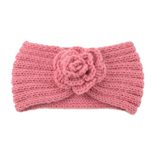 Women's winter knitted headband with flower