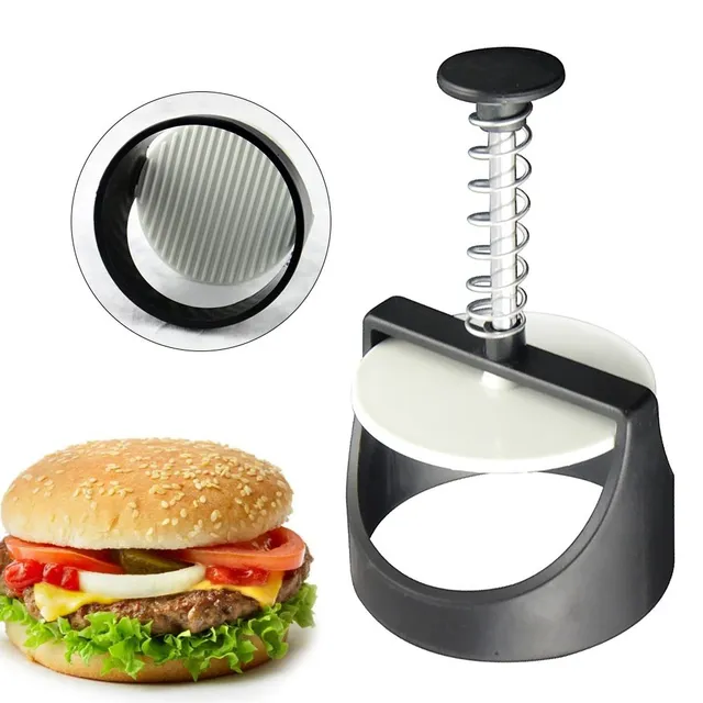 Kitchen handy burger press made of stainless steel