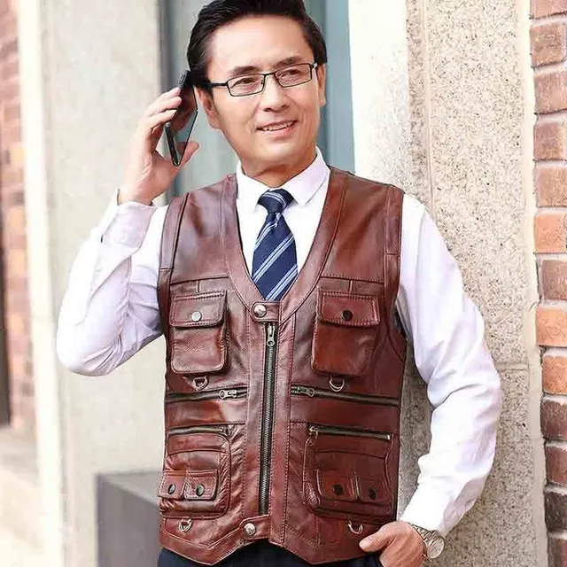 Men's leather vest F1180