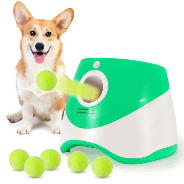 Lanceur automatique de balles de tennis pour animaux de compagnie - Jouets d'entraînement pour chiens - Jouet interactif pour animaux de compagnie pour l'apprentissage du rapport et l'exercice