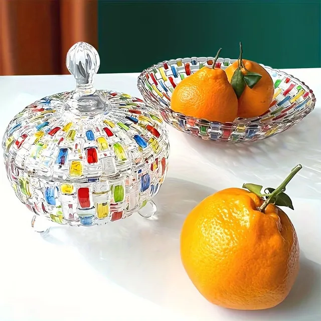 Hand-painted glass bowl with lid - an elegant candy bowl for your home