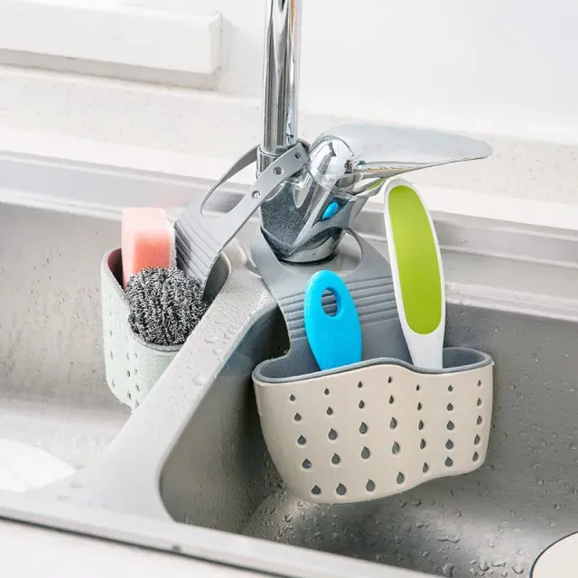 Drip basket for a sponge and soap for a kitchen sink in three colors